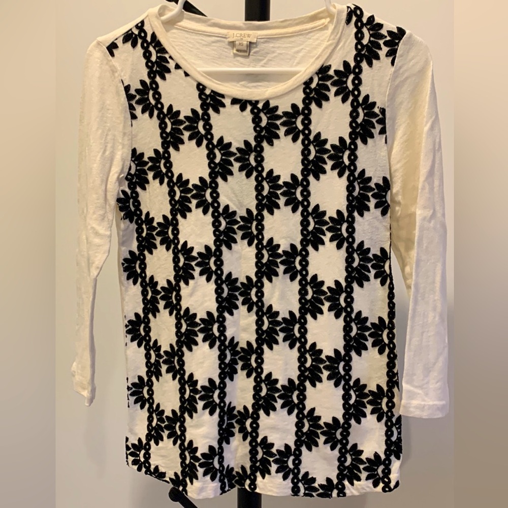 JCrew Off White Top with Black stitching